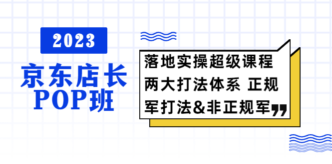 2023京东店长·POP班 落地实操超级课程 两大打法体系 正规军&非正规军 - 学咖网-学咖网