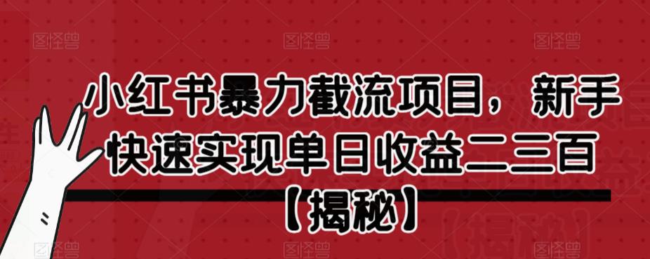 小红书暴力截流项目，新手快速实现单日收益二三百【仅揭秘】 - 学咖网-学咖网