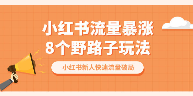 小红书流量-暴涨8个野路子玩法：小红书新人快速流量破局（8节课） - 学咖网-学咖网