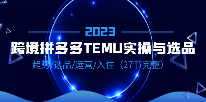 2023跨境·拼多多·TEMU实操与选品，趋势·选品·运营·入住（27节完整） - 学咖网-学咖网