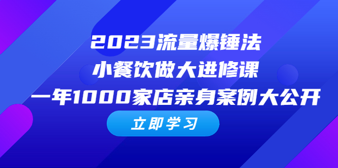 2023流量 爆锤法，小餐饮做大进修课，一年1000家店亲身案例大公开 - 学咖网-学咖网