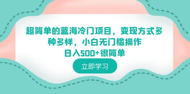 超简单的蓝海冷门项目，变现方式多种多样，小白无门槛操作日入500+很简单 - 学咖网-学咖网