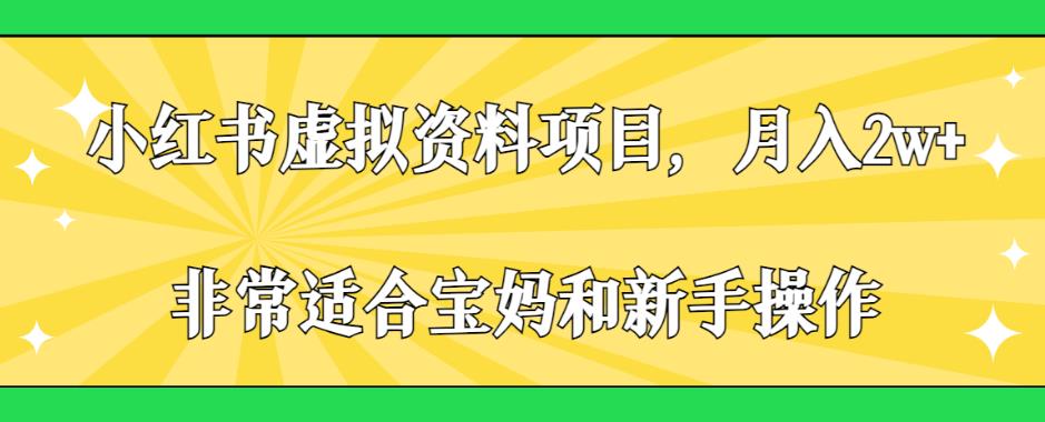 小红书虚拟资料项目，月入2W+，非常适合宝妈和新手操作【揭秘】 - 学咖网-学咖网