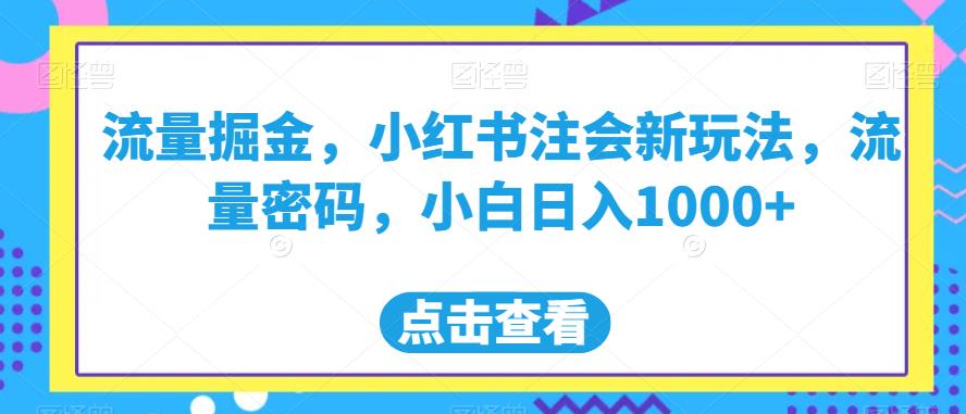 流量掘金，小红书注会新玩法，流量密码，小白日入1000+【揭秘】 - 学咖网-学咖网