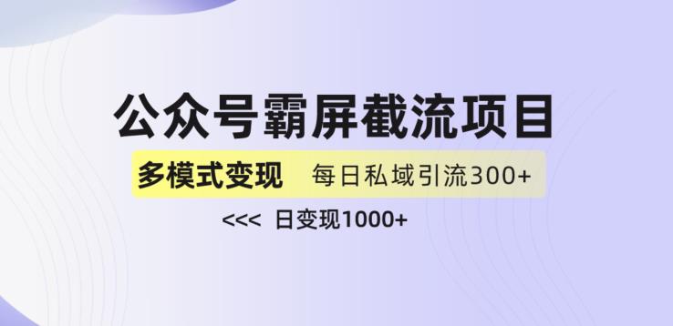 公众号霸屏截流项目+私域多渠道变现玩法，全网首发，日入1000+【揭秘】 - 学咖网-学咖网