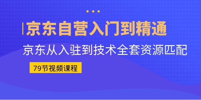 京东自营入门到精通：京东从入驻到技术全套资源匹配（79节课） - 学咖网-学咖网