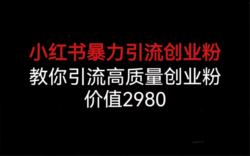 小红书暴力引流创业粉，教你引流高质量创业粉，价值2980  - 学咖网-学咖网