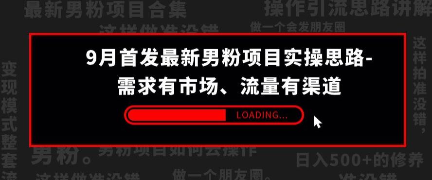 9月首发最新男粉项目实操思路-需求有市场，流量有渠道【揭秘】 - 学咖网-学咖网