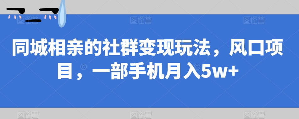 同城相亲的社群变现玩法，风口项目，一部手机月入5W+【揭秘】 - 学咖网-学咖网