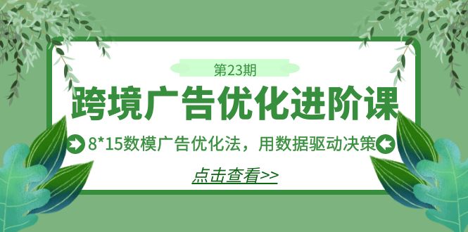 跨境飞哥·广告优化高阶课第二十三期，​8*15数模广告优化法，用数据驱动决策 - 学咖网-学咖网