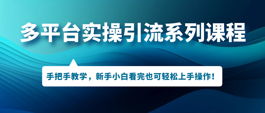 多平台实操引流系列课程，手把手教学，新手小白看完也可轻松上手引流操作 - 学咖网-学咖网