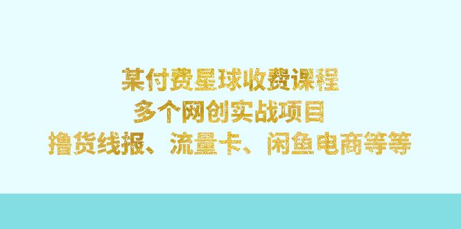 某付费星球课程：多个网创实战项目，撸货线报、流量卡、闲鱼电商等等  - 学咖网-学咖网