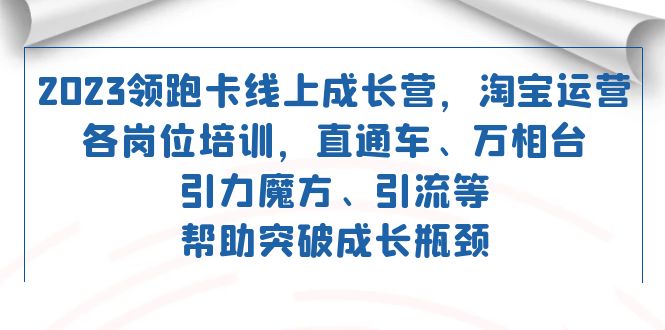 2023领跑·卡 线上成长营 淘宝运营各岗位培训 直通车 万相台 引力魔方 引流 - 学咖网-学咖网