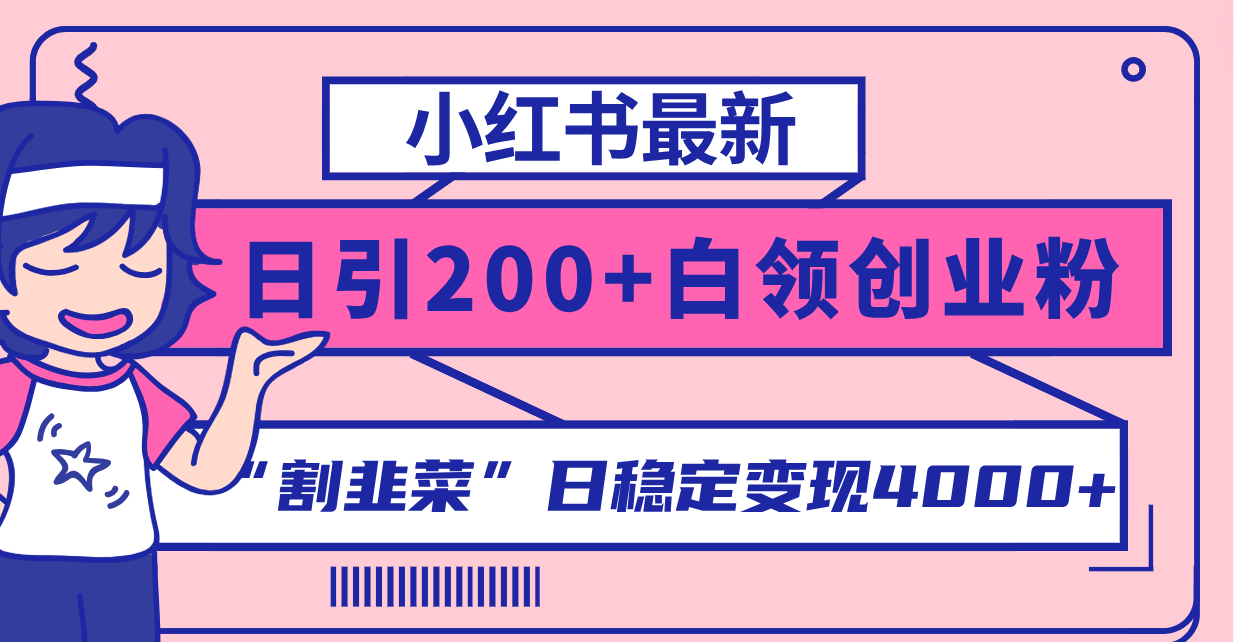 小红书最新日引200+创业粉”割韭菜“日稳定变现4000+实操教程 - 学咖网-学咖网