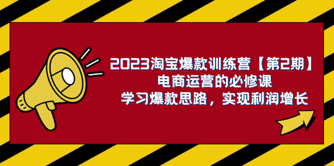 2023淘宝爆款训练营【第2期】电商运营的必修课，学习爆款思路 实现利润增长 - 学咖网-学咖网