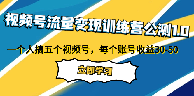 视频号流量变现训练营公测1.0：一个人搞五个视频号，每个账号收益30-50  - 学咖网-学咖网