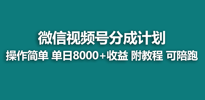 视频号分成计划，单天收益8000+，附玩法教程！可陪跑 - 学咖网-学咖网