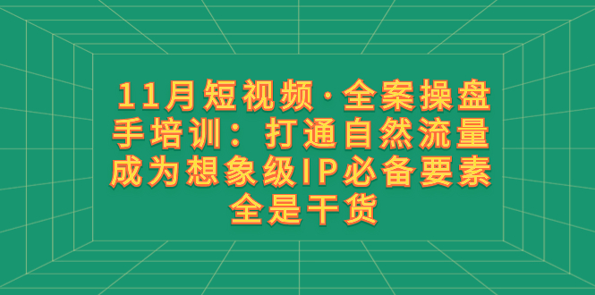 1月短视频·全案操盘手培训：打通自然流量 成为想象级IP必备要素 全是干货  - 学咖网-学咖网