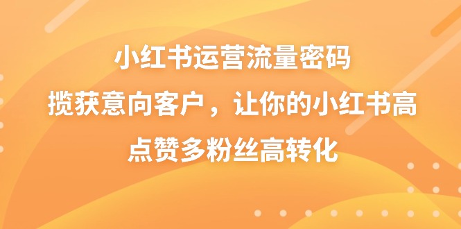 小红书运营流量密码，揽获意向客户，让你的小红书高点赞多粉丝高转化 - 学咖网-学咖网