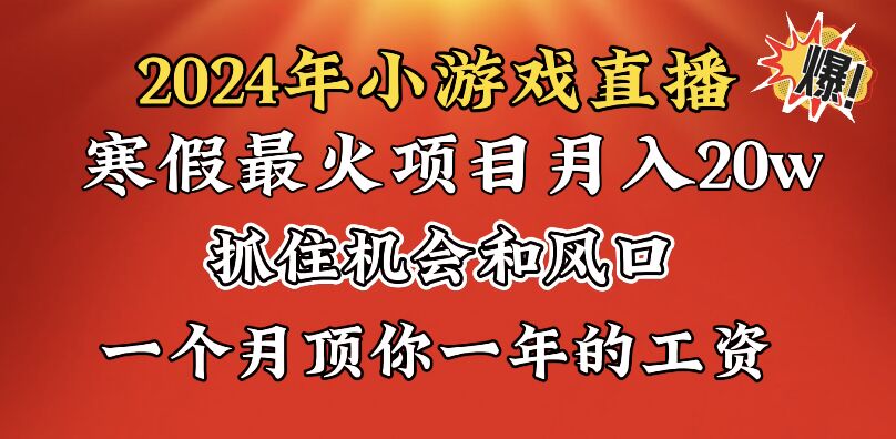 2024年寒假爆火项目，小游戏直播月入20w+，学会了之后你将翻身 - 学咖网-学咖网