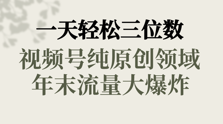 一天轻松三位数，视频号纯原创领域，春节童子送祝福，年末流量大爆炸 - 学咖网-学咖网