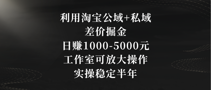 利用淘宝公域+私域差价掘金，日赚1000-5000元，工作室可放大操作，实操稳定半年 - 学咖网-学咖网