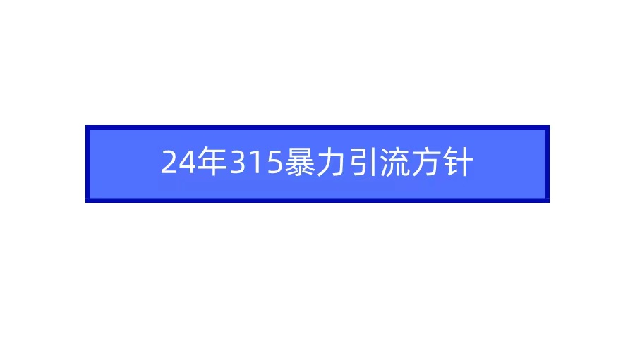 2024年315暴力引流方针 - 学咖网-学咖网