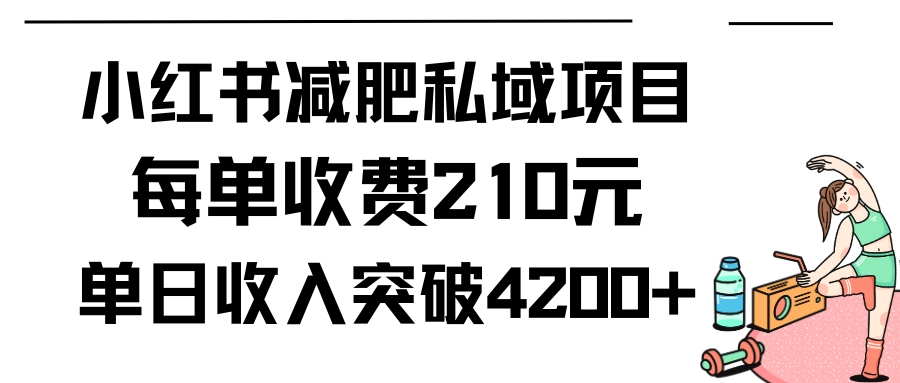 小红书减肥私域项目每单收费210元单日成交20单，最高日入4200+ - 学咖网-学咖网