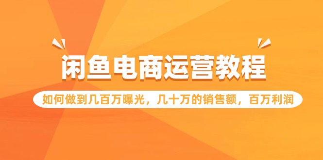 闲鱼电商运营教程：如何做到几百万曝光，几十万的销售额，百万利润 - 学咖网-学咖网