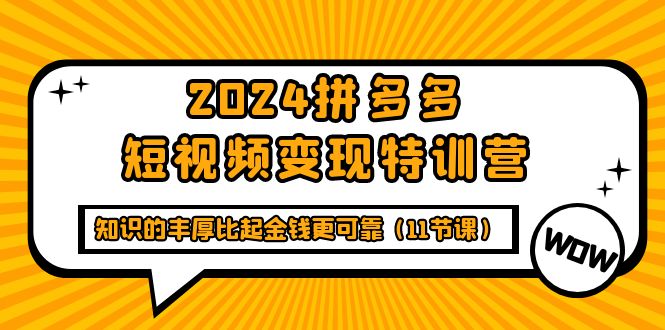 2024拼多多短视频变现特训营，知识的丰厚比起金钱更可靠（11节课） - 学咖网-学咖网