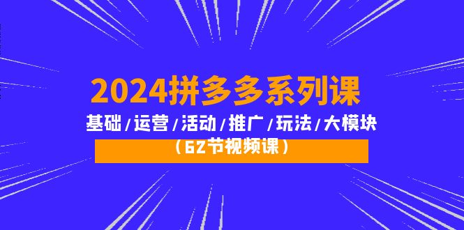 2024拼多多系列课：基础/运营/活动/推广/玩法/大模块（62节视频课） - 学咖网-学咖网