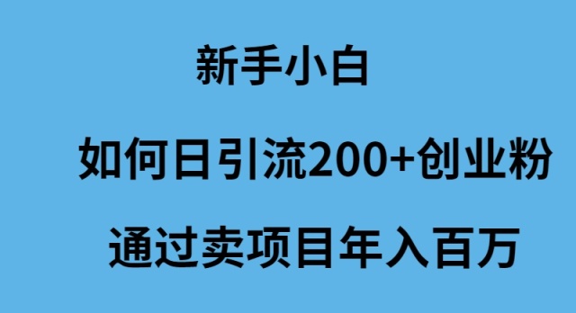 新手小白如何日引流200+创业粉通过卖项目年入百万 - 学咖网-学咖网