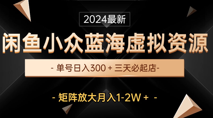 最新闲鱼小众蓝海虚拟资源，单号日入300＋，三天必起店，矩阵放大月入1-2W - 学咖网-学咖网