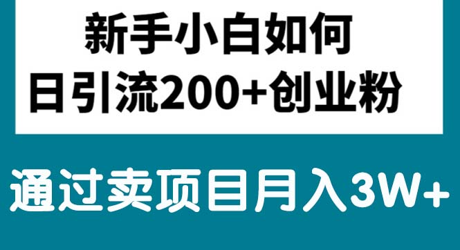 新手小白日引流200+创业粉,通过卖项目月入3W+ - 学咖网-学咖网