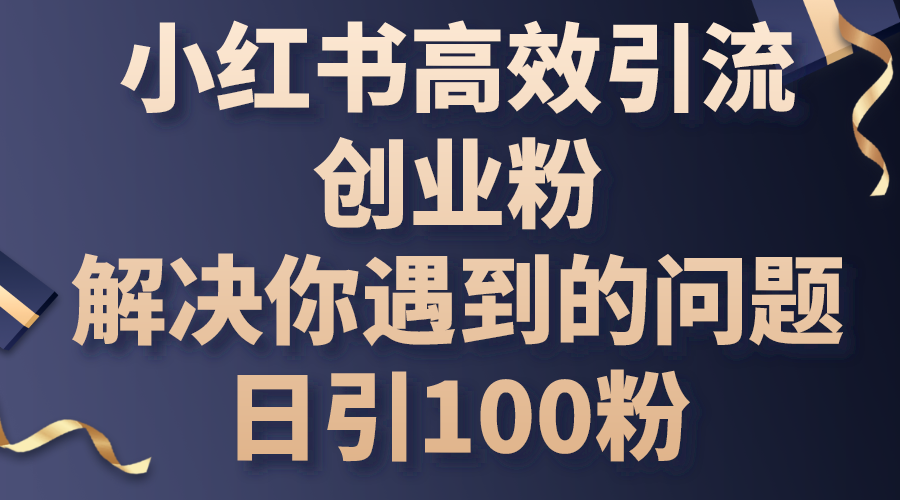 小红书高效引流创业粉，解决你遇到的问题，日引100粉 - 学咖网-学咖网