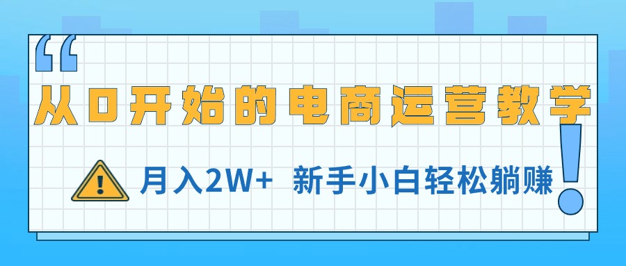 从0开始的电商运营教学，月入2W+，新手小白轻松躺赚 - 学咖网-学咖网