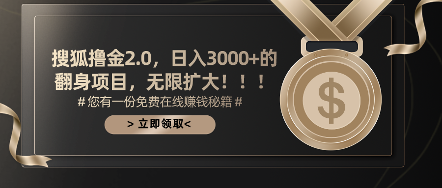 搜狐撸金2.0日入3000+，可无限扩大的翻身项目 - 学咖网-学咖网