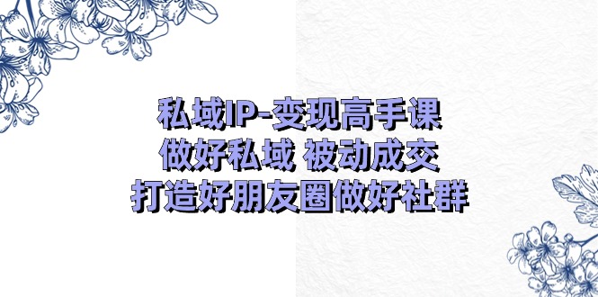 私域IP-变现高手课：做好私域 被动成交，打造好朋友圈做好社群（18节 - 学咖网-学咖网