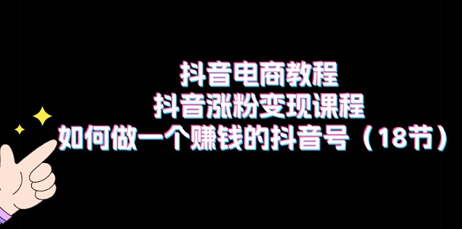 抖音电商教程：抖音涨粉变现课程：如何做一个赚钱的抖音号（18节） - 学咖网-学咖网