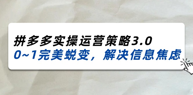 2024_2025拼多多实操运营策略3.0，0~1完美蜕变，解决信息焦虑（38节） - 学咖网-学咖网