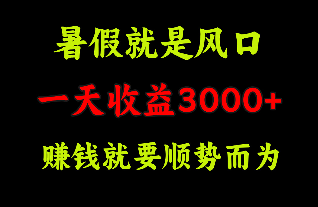 一天收益3000+ 赚钱就是顺势而为，暑假就是风口 - 学咖网-学咖网