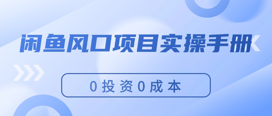 闲鱼风口项目实操手册，0投资0成本，让你做到，月入过万，新手可做 - 学咖网-学咖网