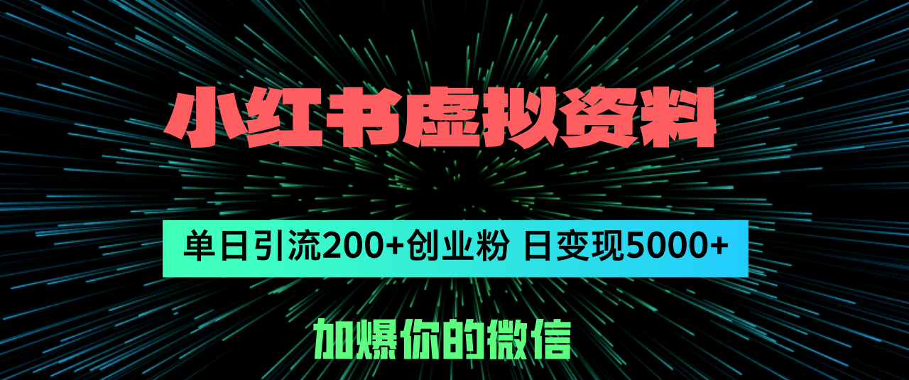 小红书虚拟资料大爆发！日吸粉200+精准创业群体，单日变现直逼5000+元秘籍 - 学咖网-学咖网