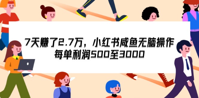 小红书+闲鱼双赢攻略：7天狂揽2.7万，无脑操作也能赚，单笔利润500-3000元不等 - 学咖网-学咖网