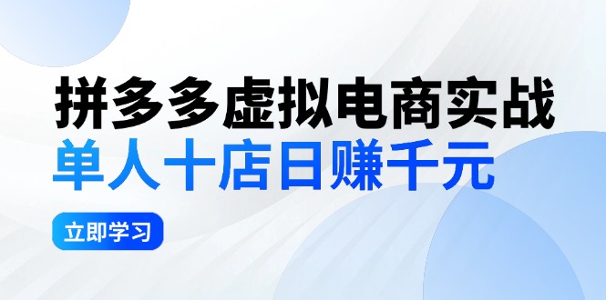 拼多多虚拟电商实战秘籍：单人运营10店，日入千元稳定收益，深耕细作老项目，稳健盈利超越风口 - 学咖网-学咖网