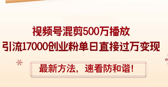 视频号混剪精华帖引爆500万播放，精准引流17000创业粉丝，单日变现破万秘籍大公开 - 学咖网-学咖网