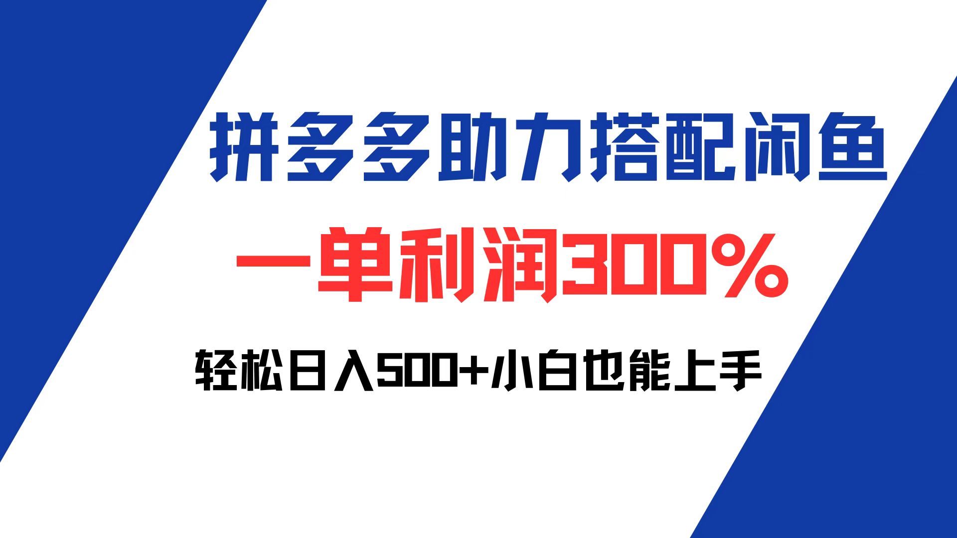 拼多多与闲鱼强强联手，一单实现300%利润增长，日赚500+轻松实现，新手小白也能快速上手盈利 - 学咖网-学咖网