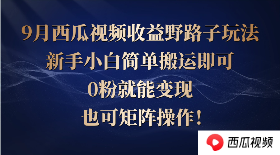 西瓜视频收益野路子玩法，新手小白简单搬运即可，0粉就能变现，也可矩阵操作 - 学咖网-学咖网