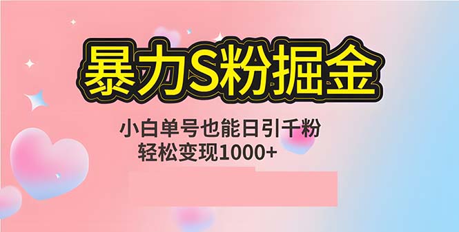 单人单机日引千粉，变现1000+，S粉流量掘金计划攻略 - 学咖网-学咖网