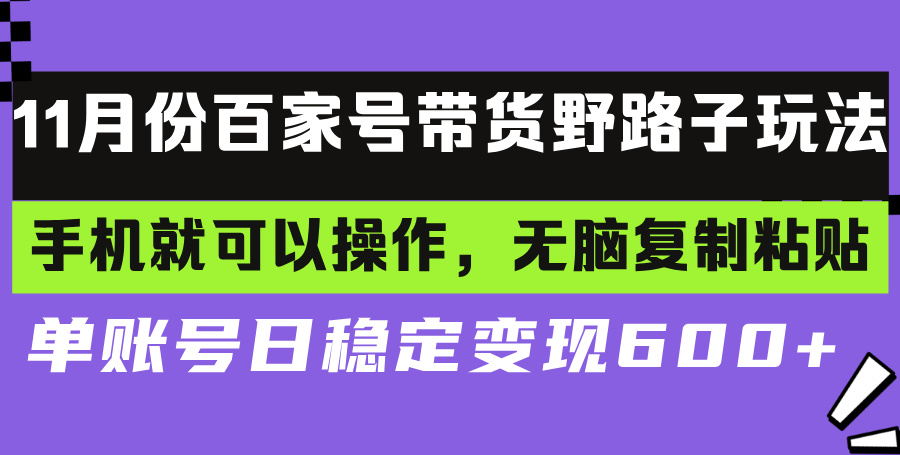 百家号带货野路子玩法 手机就可以操作，无脑复制粘贴 单账号日稳定变现 - 学咖网-学咖网